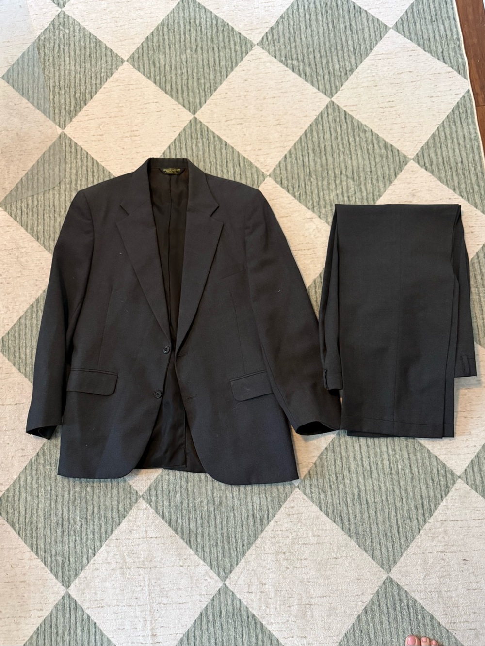 Deansgate Mens Suit Big Tall Black 2 Piece Blazer Pants Approx 44L 36 Waist